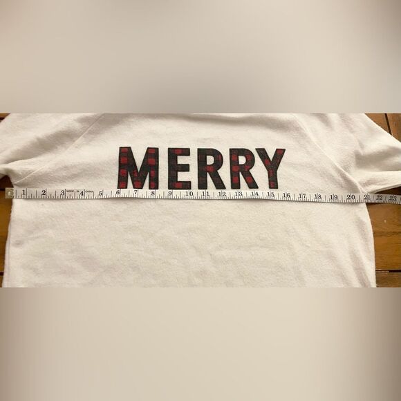 Women’s Grayson Threads “MERRY”  In Buffalo Plaid Lightweight Sweatshirt Sz L - Picture 5 of 6